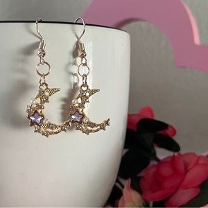 Purple moon handmade earrings